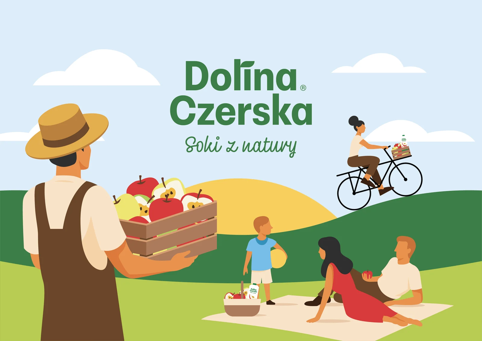 Sad, rodzina i soki Dolina Czerska — ilustracja marki
